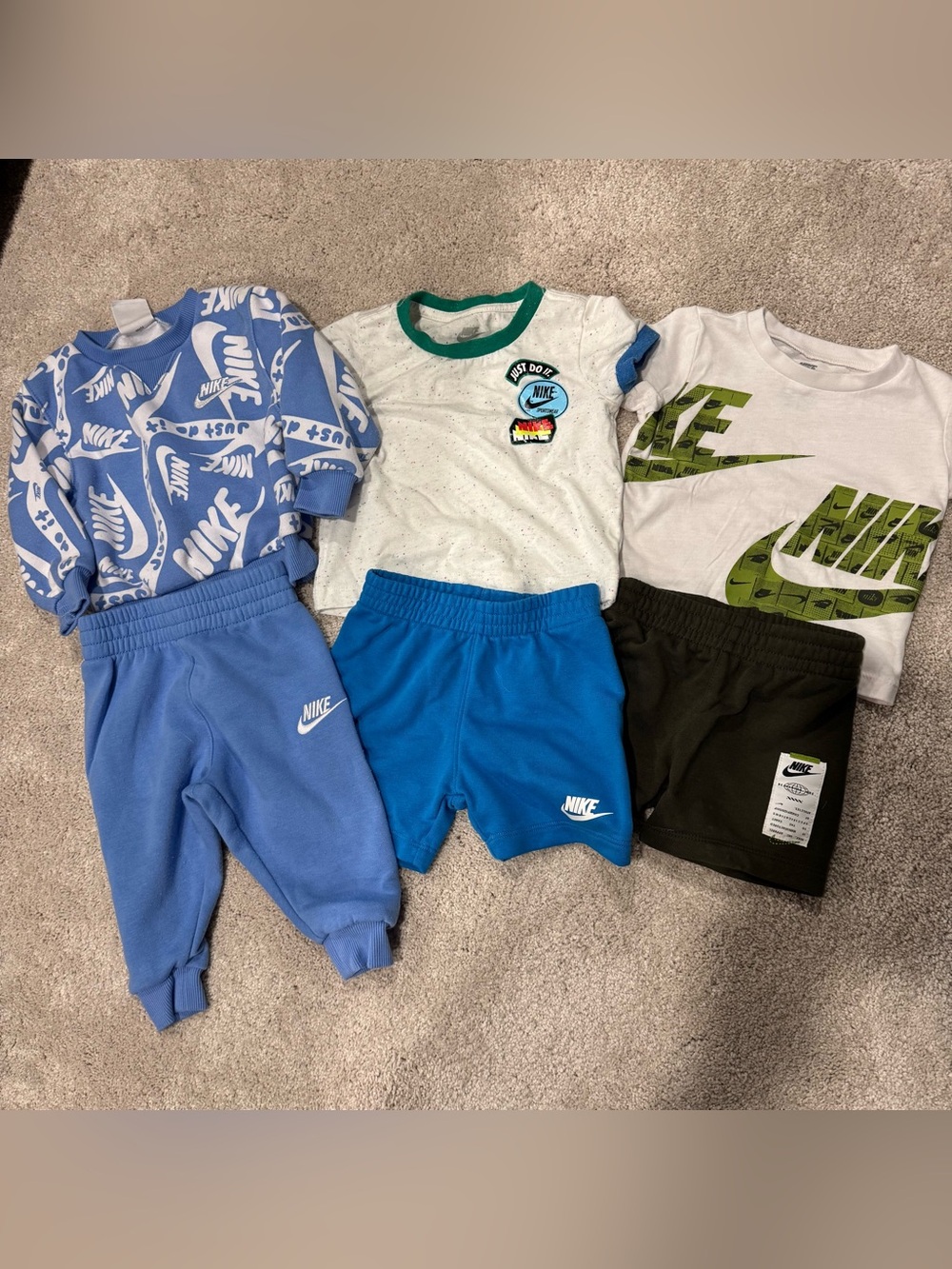Nike 12 month Boys Bundle Blue, White & Green Mixed Active Set